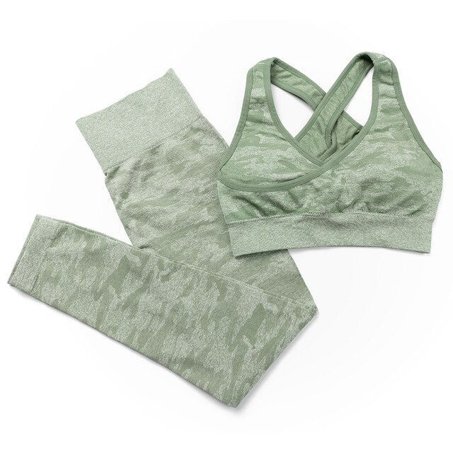 3Pcs Yoga Set Sport Suits Gym Wear Seamless Sportswear Workout Leggings Sports Bra Long Sleeves Crop Tops Fitness Clothing