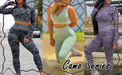 3Pcs Yoga Set Sport Suits Gym Wear Seamless Sportswear Workout Leggings Sports Bra Long Sleeves Crop Tops Fitness Clothing