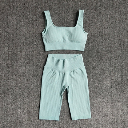 Seamless Women Yoga Set Sports Bra Sports Shorts Fitness Wear Outfit 2 Piece Gym Yoga Sets Workout Suits