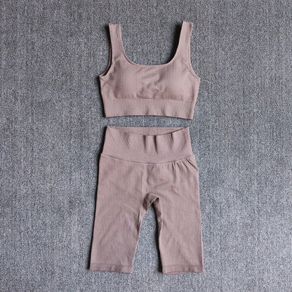Seamless Women Yoga Set Sports Bra Sports Shorts Fitness Wear Outfit 2 Piece Gym Yoga Sets Workout Suits