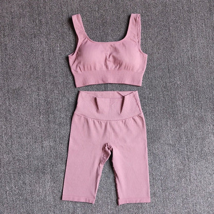 Seamless Women Yoga Set Sports Bra Sports Shorts Fitness Wear Outfit 2 Piece Gym Yoga Sets Workout Suits
