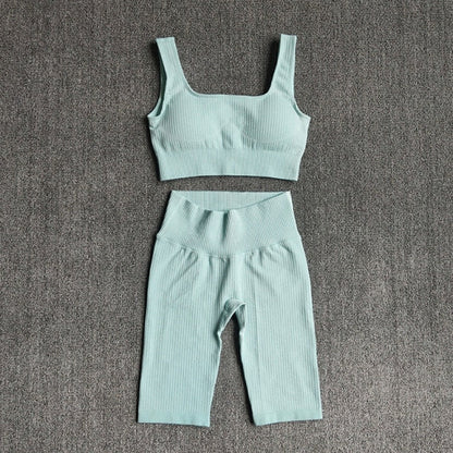 Seamless Women Yoga Set Sports Bra Sports Shorts Fitness Wear Outfit 2 Piece Gym Yoga Sets Workout Suits